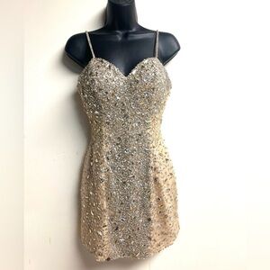 Royal Queen Sparkling Rhinestone Sequin Mini Dress SIZE 6